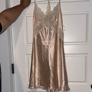 Linea Donatella Satin Lace Chemise in Champagne